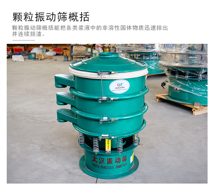 顆粒式振動篩是針對顆粒狀物料進行研發的，由于顆粒的形狀有很多的不同所以，廠家在清網裝置方面進行提升效率。